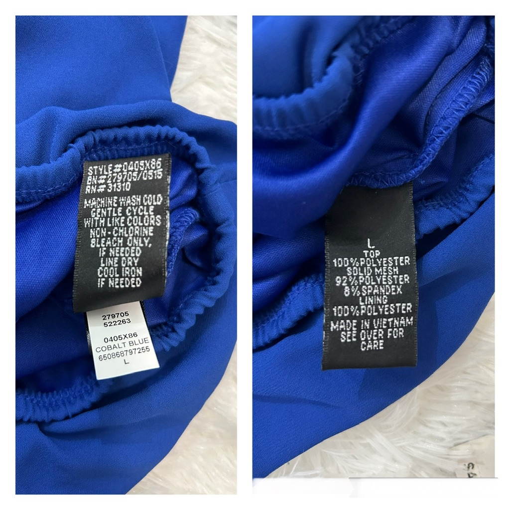 Ab Studio Women’s Scoop Neck Blouse Bell Sleeves Wovens Cobalt Blue Large New — image 4 of 8